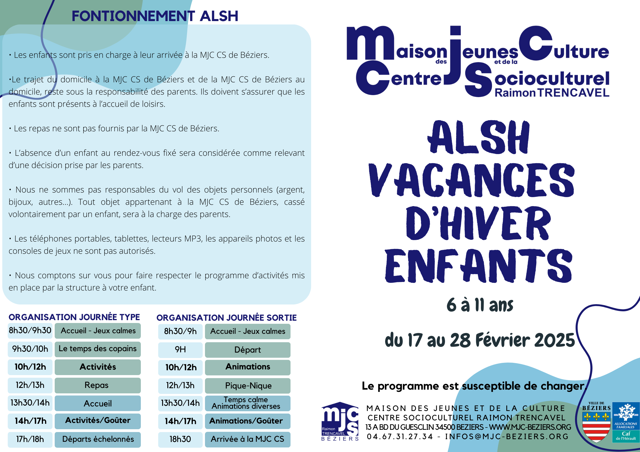  programme alsh hiver 2025